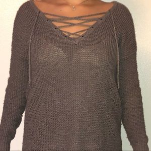 Tie up sweater